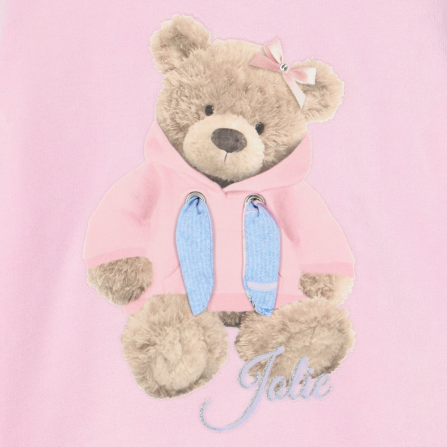 Girls Pink Teddy Hooded Dress, 1, hi-res
